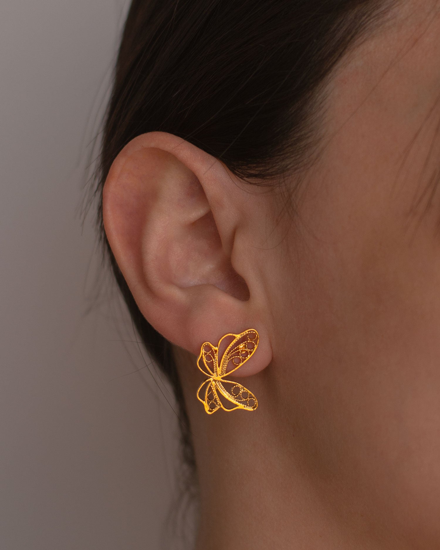 Pendientes botón Saty Mariposa en Filigrana