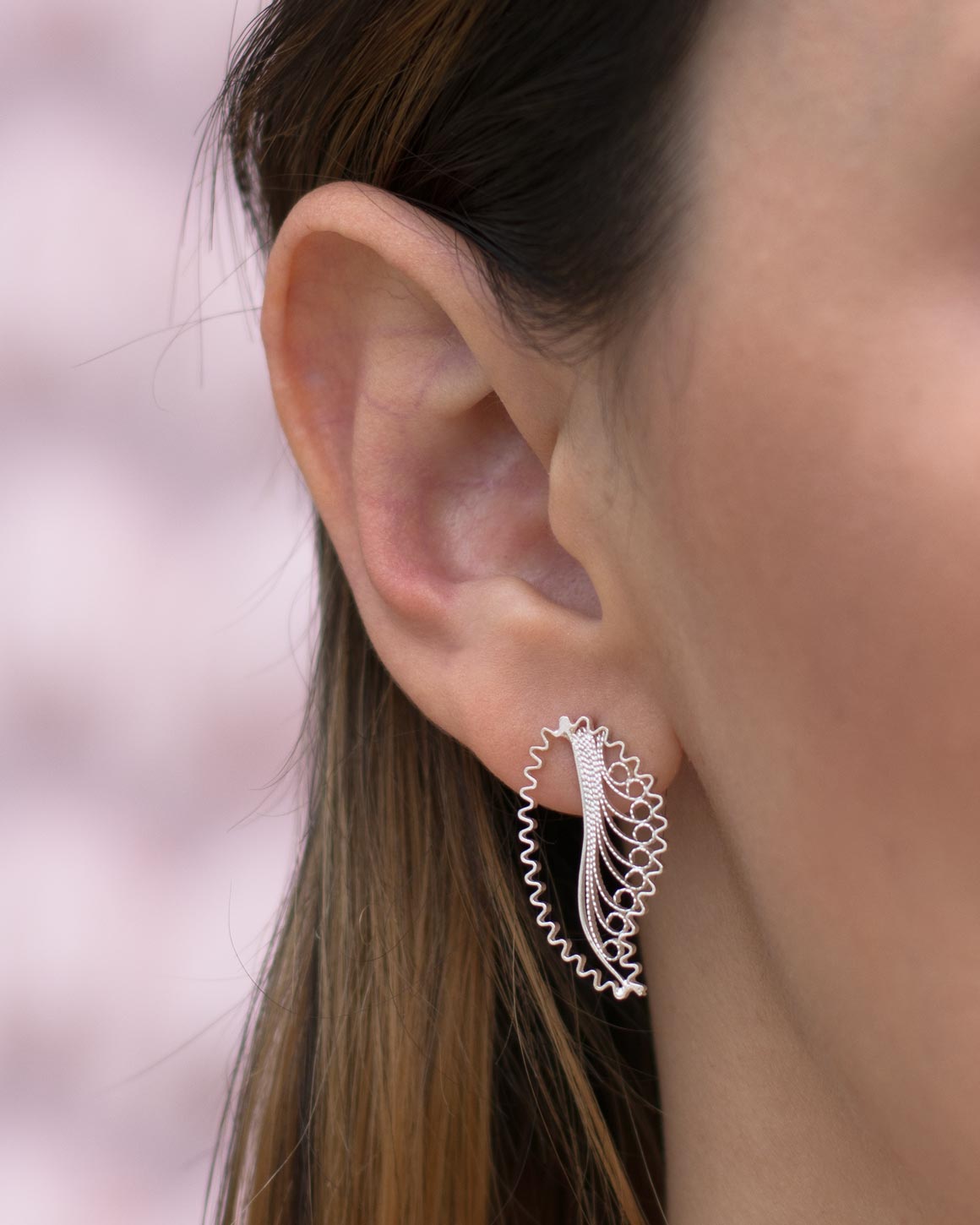 Pendientes Topos en filigrana momposina elaborados en plata 