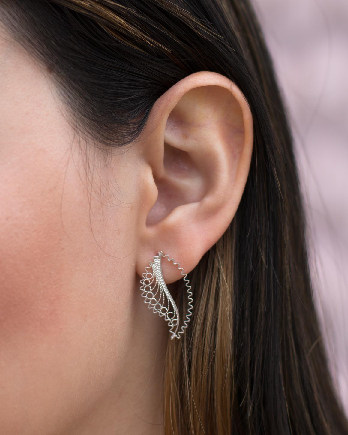 Pendientes Topos en filigrana momposina elaborados en plata