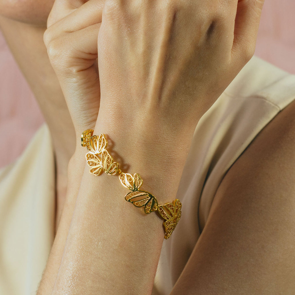 Pulsera Percha de Mariposa Alada en Filigrana