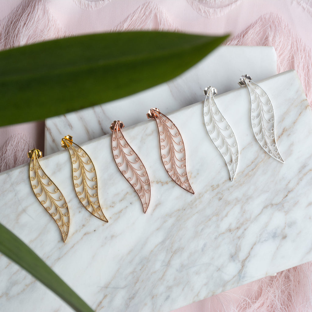 Pendientes de Filigrana Momposina en Plata chapados en Oro de 24 kilates. Filigree Jewelry #IAMDAILA